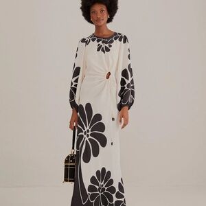 FARM Rio Black and White Floral Long Sleeve Dress , Worn Once
